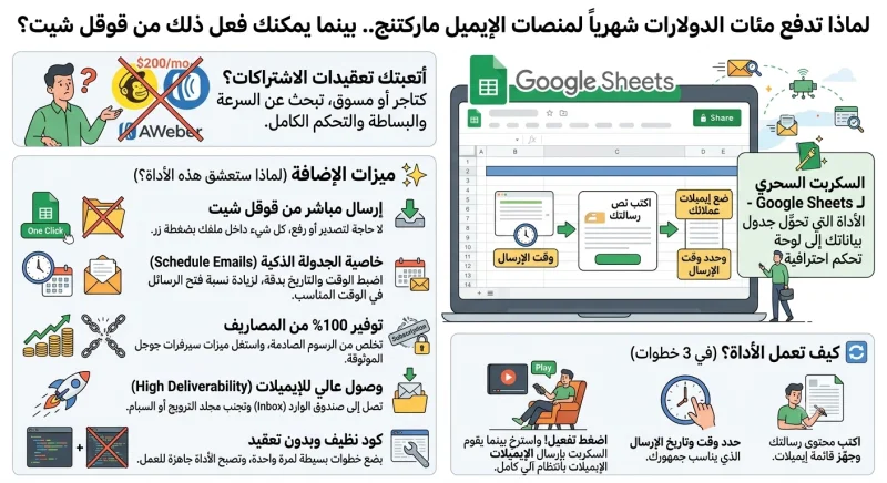 نظام إرسال وجدولة الإيميلات آلياً عبر Google Sheets